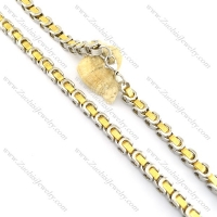 0.8cm wide gold and steel plated necklace n000667