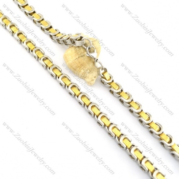 0.8cm wide gold and steel plated necklace n000667