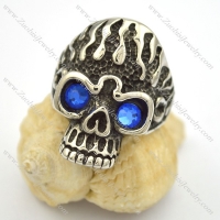 blue stone eye fire skull ring r001662