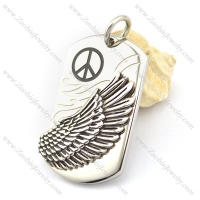 wing tag pendant with peace sign logo p001770