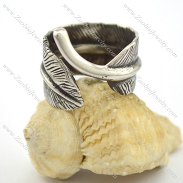 vintage leaf ring in stainless steel r001699