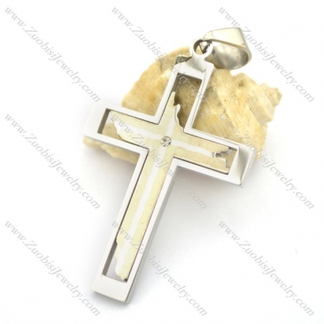 Silver Cross Pendant in Steel Material p001789