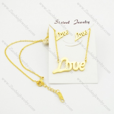 gold-plating LOVE earring and pendant set s000935