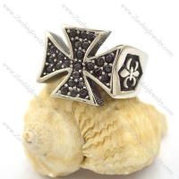 Black Rhinestone Cross Ring r001980