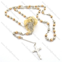 68cm long rosary necklace with jesus cross with rose gold beads n000726