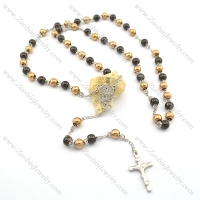 8mm rose gold and black rosary chain necklace n000728