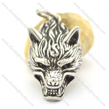 Stainless Steel Wolf Head Pendant p001988