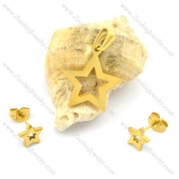 gold plating star pendant and earring s000951