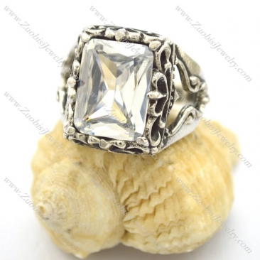 big square clear zircon stone ring r002101