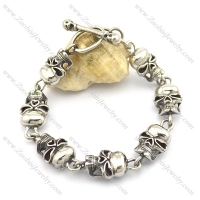 21cm long 7 skull heads bracelet with skull OT buckle b002781