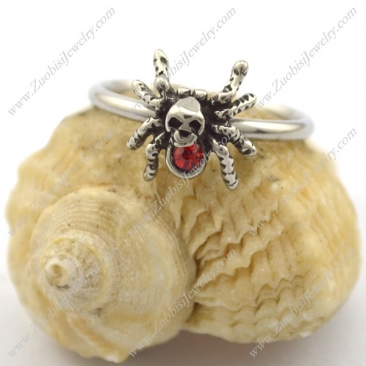 small spider ring with red rhinestone for women r002207