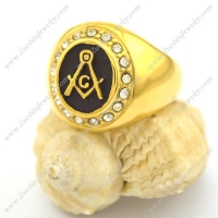 Gold-plating Masonic Rings with rhinestone r002243