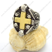 gold-plating cross skull ring r002262