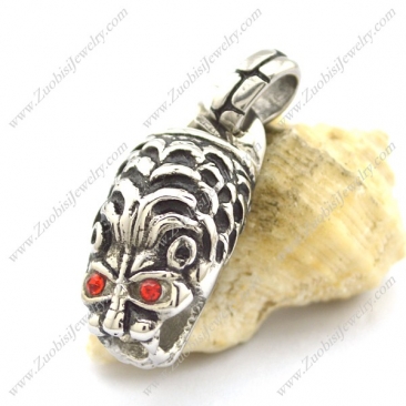 Tiger Head Pendant with Red Rhinestones Eyes p002149