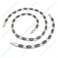 Black Ceramic Bracelet and Necklace Set s001011