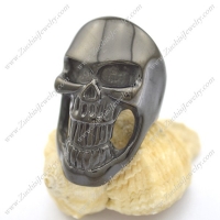 Black Plated Skull Ring with Long Jaw r002388