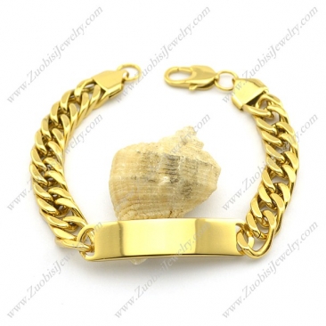 Gold Stainless Steel ID Bracelet Heavy b003016