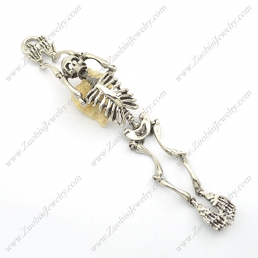 Stainless Steel Human Skeleton Bracelet for Punk Fans in 36mm Wide 21cm Long b003019