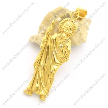 Gold San Juditas Pendant in Stainless Steel p002197