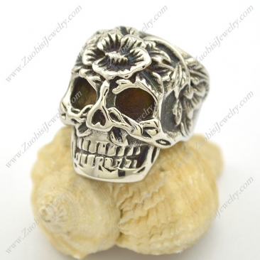 Flower Forehead Skull Ring r002520