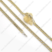 8MM Wide Gold and Steel Chain Necklace Set s001025