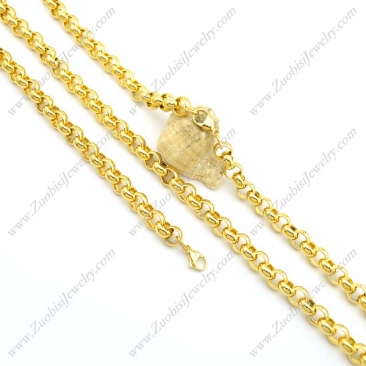 9MM Shiny Yellow Gold Box Chain Jewelry Set s001026