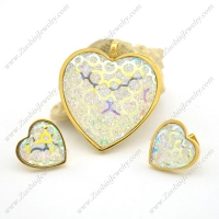 White Shiny Gold Dust Heart Jewelry Sets s001030