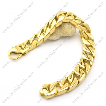 8.8 inch Shiny Gold Plating Curb-link Bracelet b003064