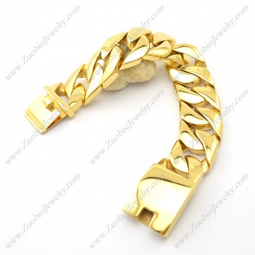 21cm Long Gold Finished Stainless Steel Men's Chunky Curb Bracelet b003065