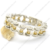 17.5mm Wide CNC Crystals in Middle of Motorcycle Bike Chain Bracelet b003068