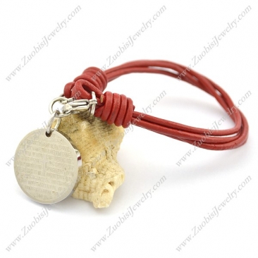 Four Vermeil Wax Cord Bracelet with Lection Charm b003105