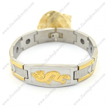 Golden Dragon Silver Titanium Steel Bracelet b003164