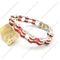 Red and Steel Stainless Steel Crystal Roller Bike Bracelets for Ladies b003221