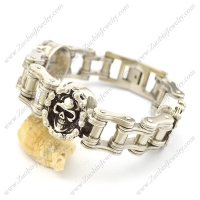 Bike Chain Bracelet with 3 Skull Chain Charms b003377