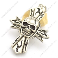 Large Stainless Steel Skull Cross Pendant p002497