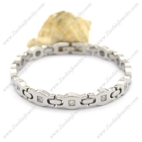 Shiny Silver Stainless Steel Bracelet with Hematite Stones b003459