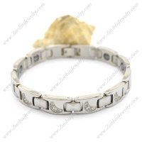 CNC Moon Shaped Stones Steel Bracelets with Hematite b003461