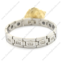 Magnetic Bracelet CNC Clear Stones with Hematite b003462