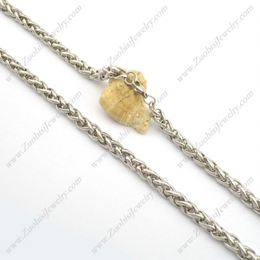 8mm Round Wheat China Necklace in Stainless Steel n001005