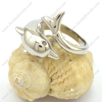 Shiny Stainless Steel Dolphin Ring r002759