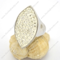 Oval Stainless Steel Ring with Clear Rhinestones r002790