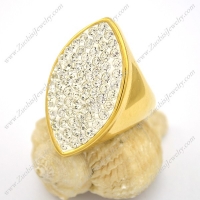 24K Gold Plating Stainless Steel Rhinestones Oval Ring r002791