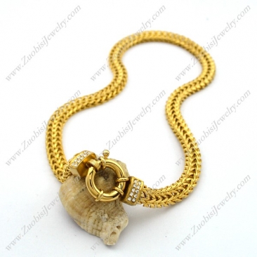 Yellow Gold Stainless Steel Square Snake Chain Necklace n001020