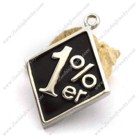 Black Epoxy Rhomb 1%er Biker Pendant p002542