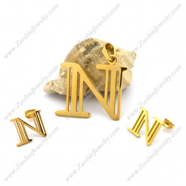 N Jewelry Set in Gold Plating for Girls s001271