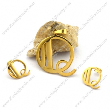 Q Jewelry Set in Gold Plating Stainless Steel s001274