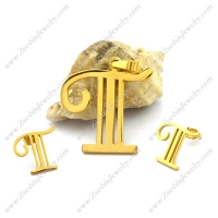 Gold Stainless Steel T Letter Jewelry Set s001277