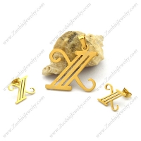 Gold Stainless Steel X Jewelry Set s001281