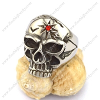 Red Rhinestone Star Skull Ring r002877