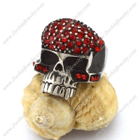 Dark Red Rhinestones Skull Ring r002880